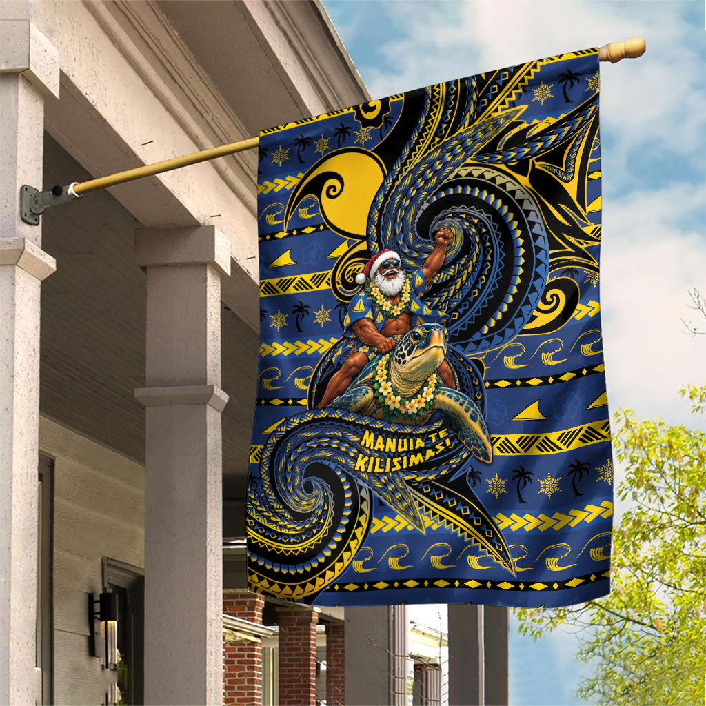 Tokelau Christmas Garden Flag Santa Riding Sea Turtle