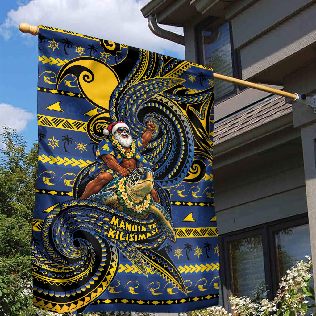 Tokelau Christmas Garden Flag Santa Riding Sea Turtle