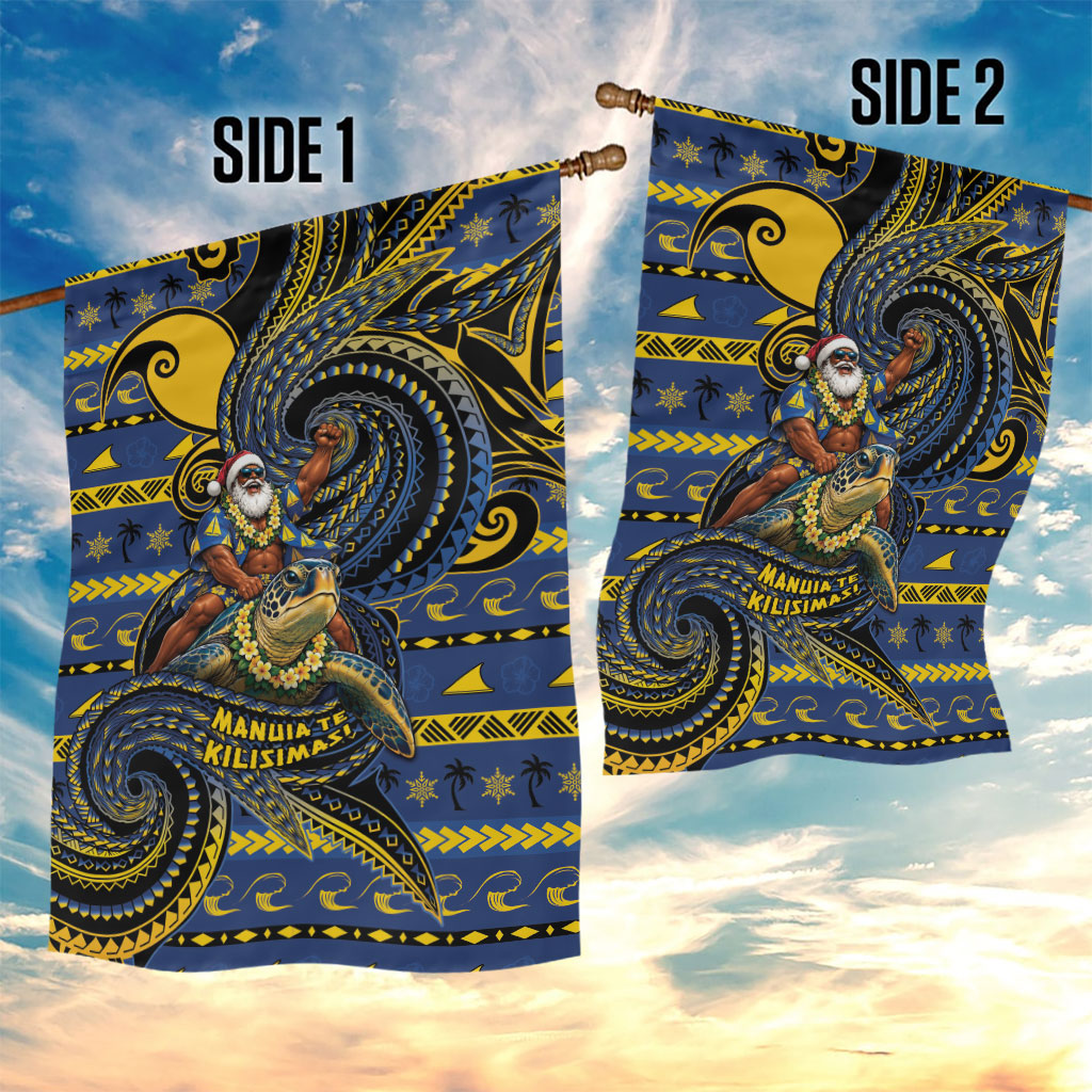 Tokelau Christmas Garden Flag Santa Riding Sea Turtle