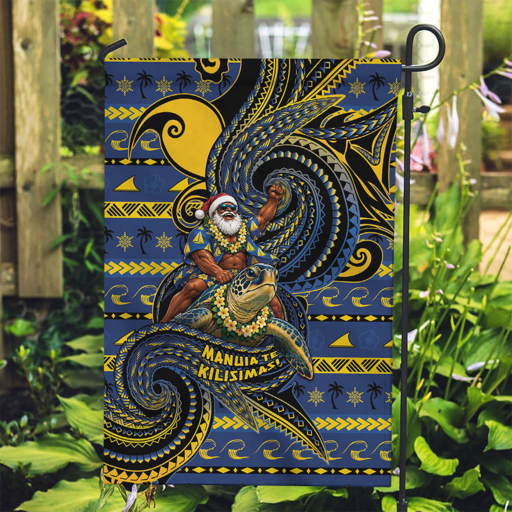 Tokelau Christmas Garden Flag Santa Riding Sea Turtle