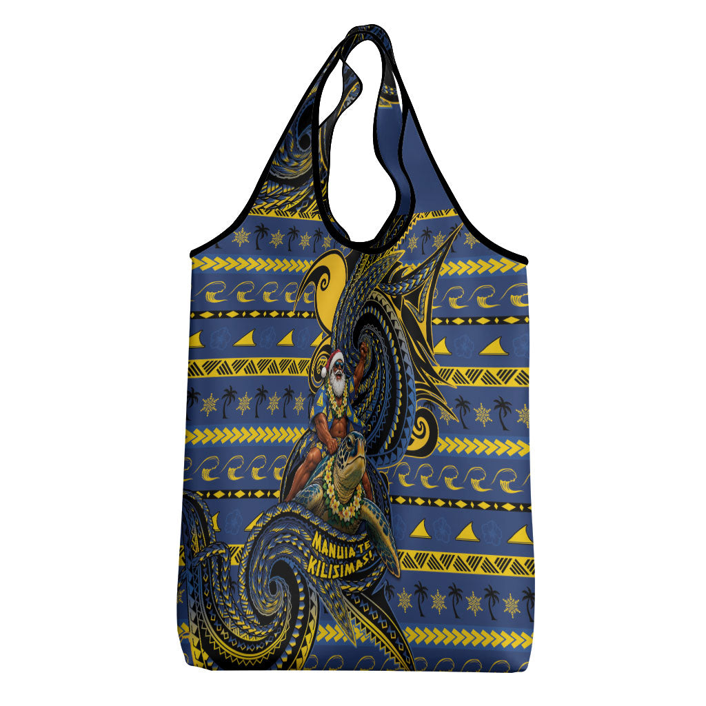 Tokelau Christmas Grocery Bag Santa Riding Sea Turtle