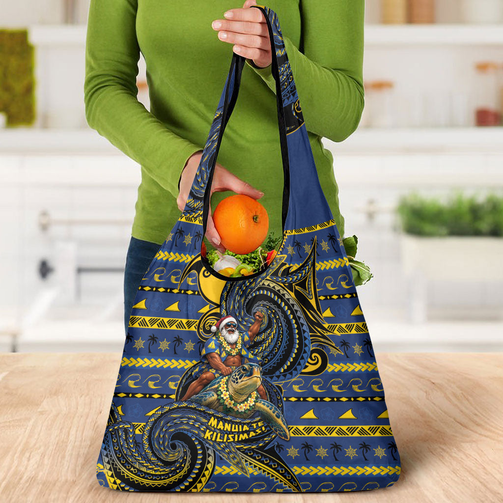 Tokelau Christmas Grocery Bag Santa Riding Sea Turtle