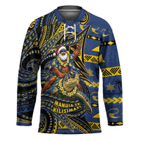 Tokelau Christmas Hockey Jersey Santa Riding Sea Turtle DT05 Unisex Navy - Polynesian Pride