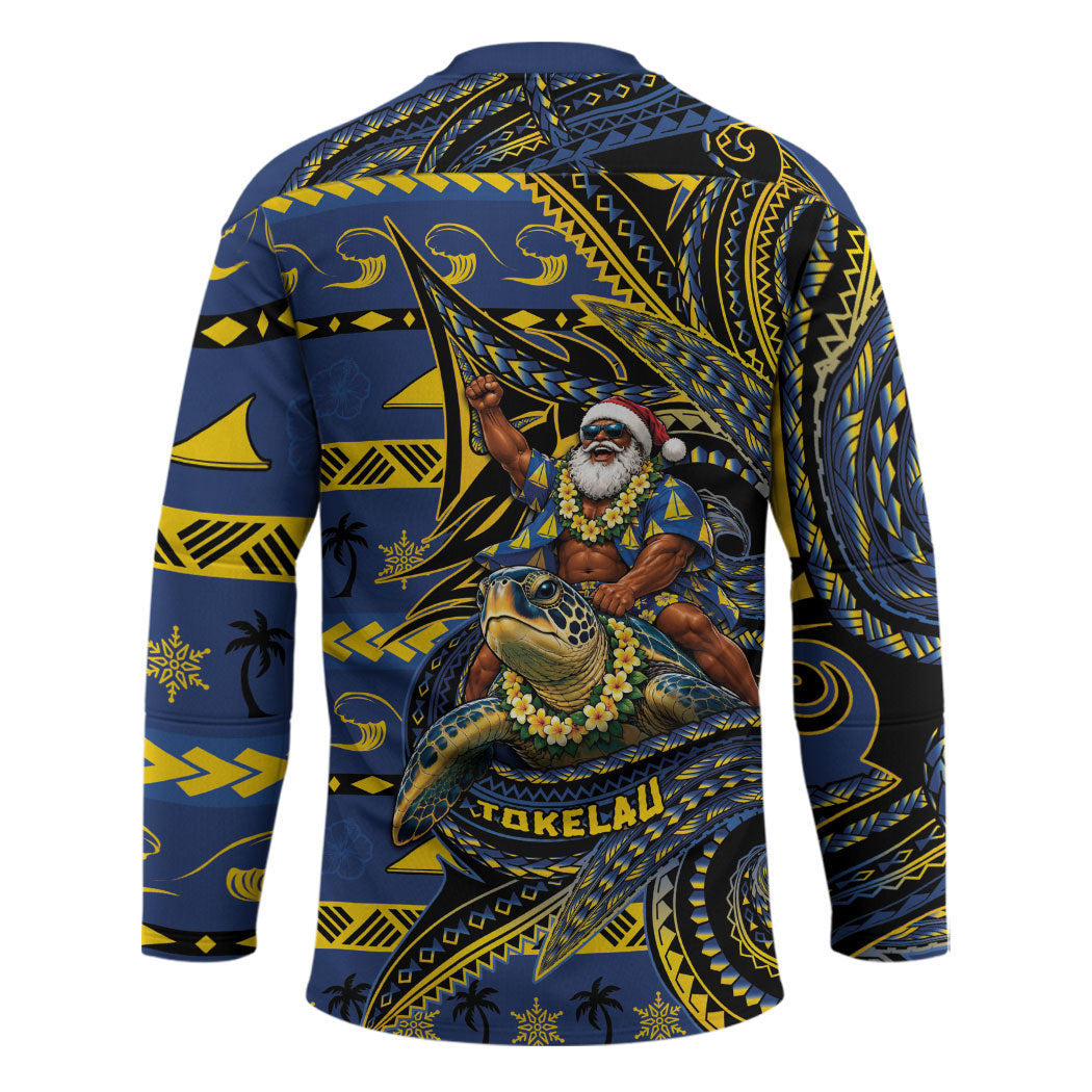 Tokelau Christmas Hockey Jersey Santa Riding Sea Turtle DT05 - Polynesian Pride