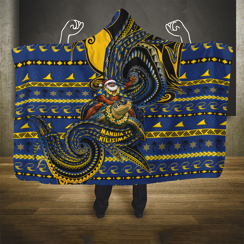 Tokelau Christmas Hooded Blanket Santa Riding Sea Turtle DT05 - Polynesian Pride