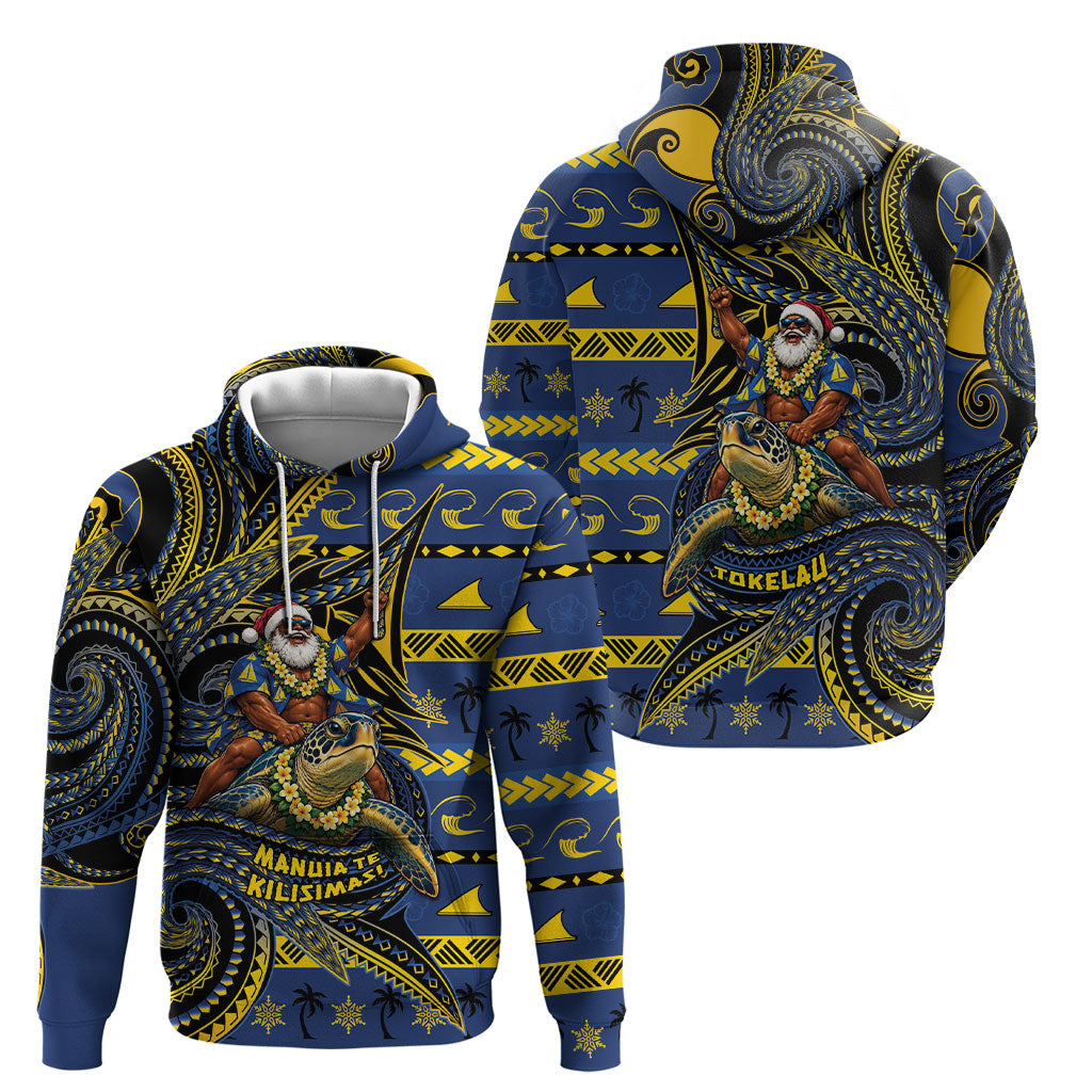 Tokelau Christmas Hoodie Santa Riding Sea Turtle DT05 - Polynesian Pride