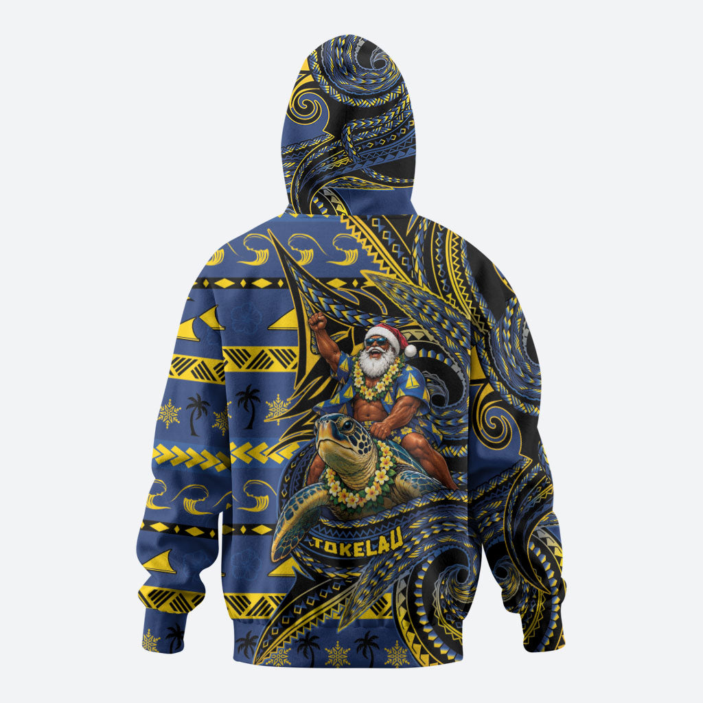 Tokelau Christmas Hoodie Santa Riding Sea Turtle DT05 - Polynesian Pride
