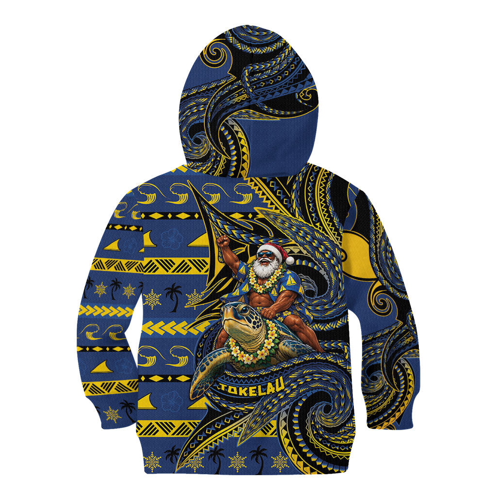 Tokelau Christmas Kid Hoodie Santa Riding Sea Turtle DT05 - Polynesian Pride
