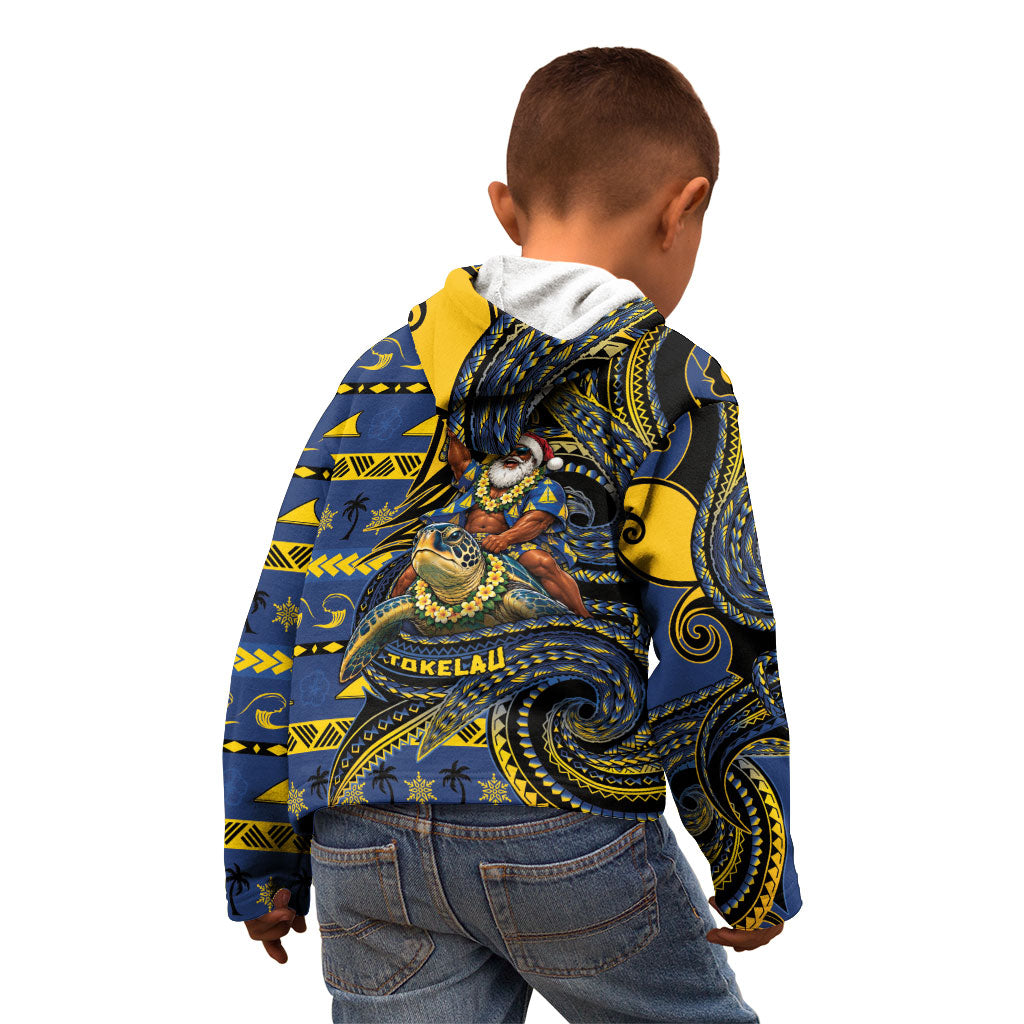 Tokelau Christmas Kid Hoodie Santa Riding Sea Turtle DT05 - Polynesian Pride