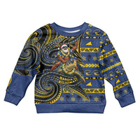 Tokelau Christmas Kid Ugly Christmas Sweater Santa Riding Sea Turtle DT05 Kid Navy - Polynesian Pride