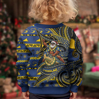 Tokelau Christmas Kid Ugly Christmas Sweater Santa Riding Sea Turtle DT05 - Polynesian Pride