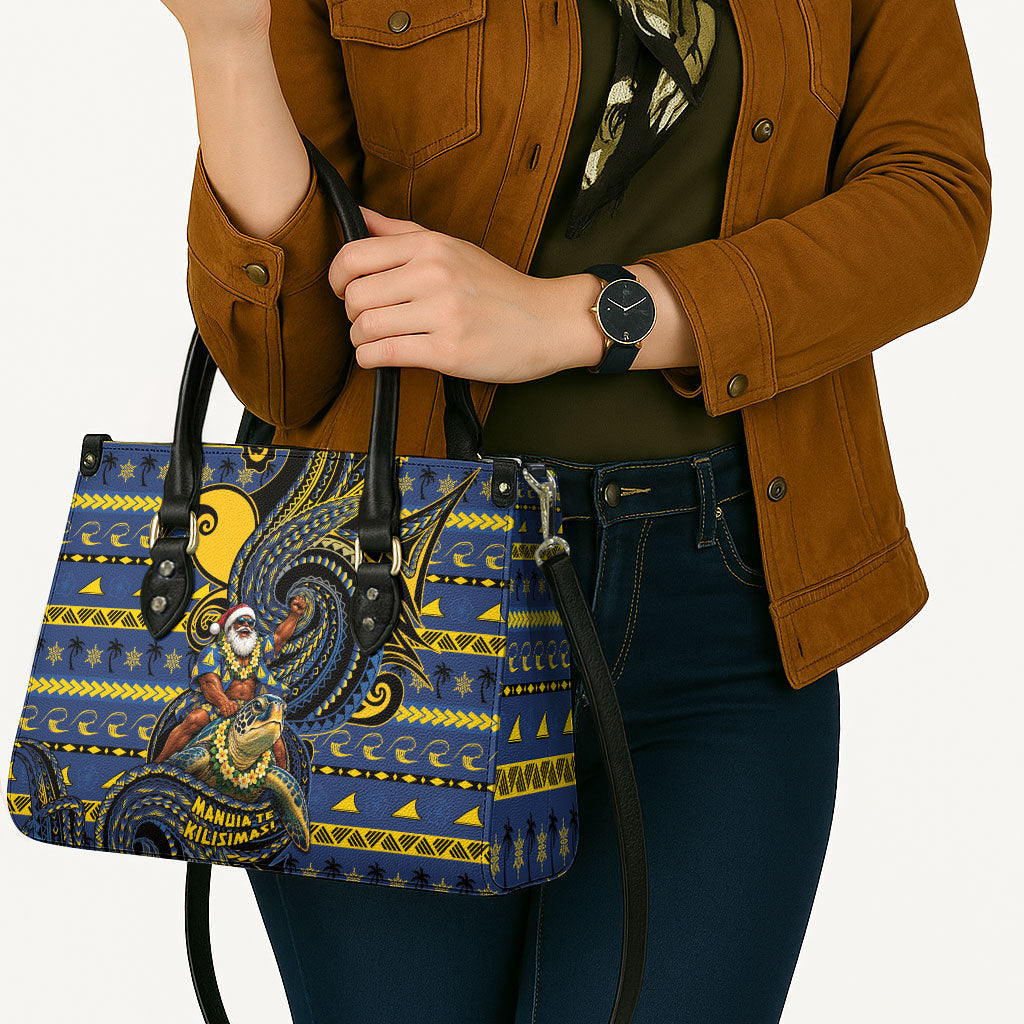 Tokelau Christmas Leather Bag Santa Riding Sea Turtle