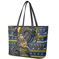 Tokelau Christmas Leather Tote Bag Santa Riding Sea Turtle