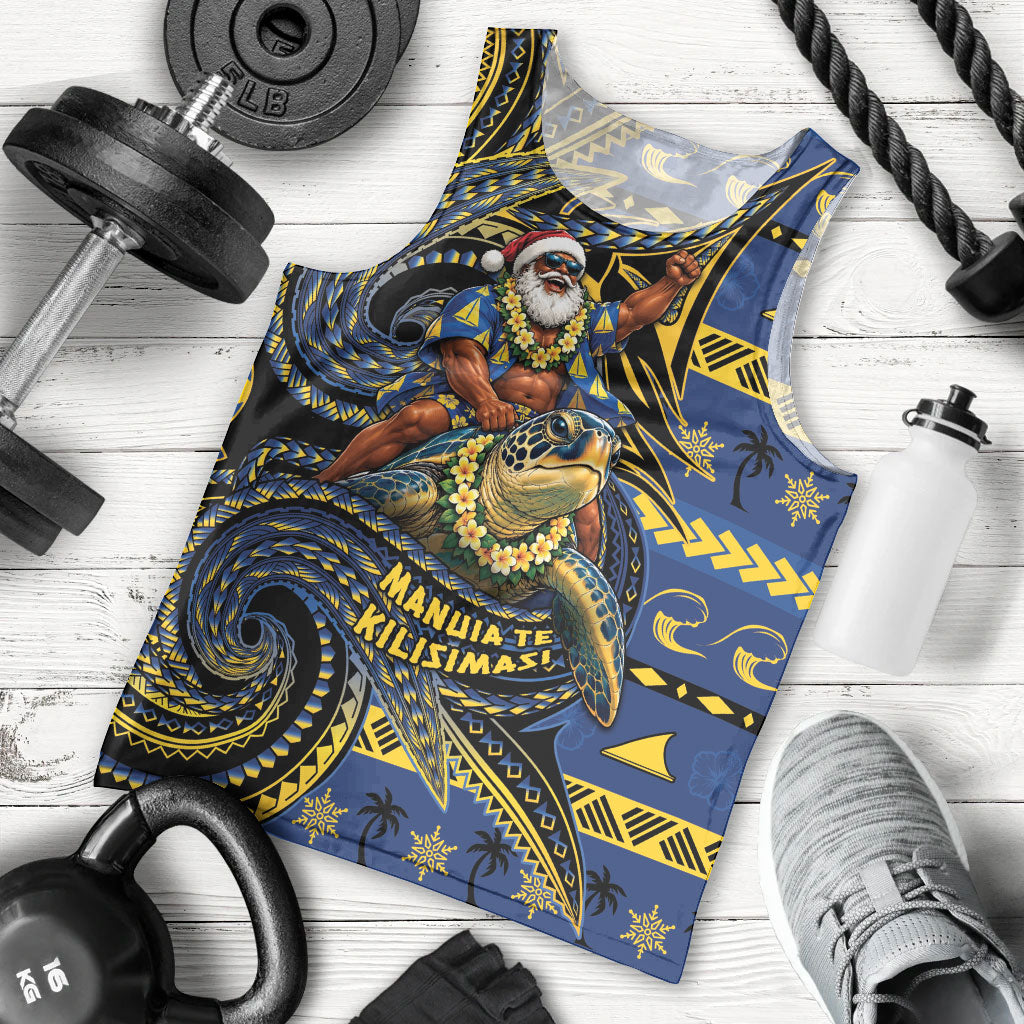 Tokelau Christmas Men Tank Top Santa Riding Sea Turtle