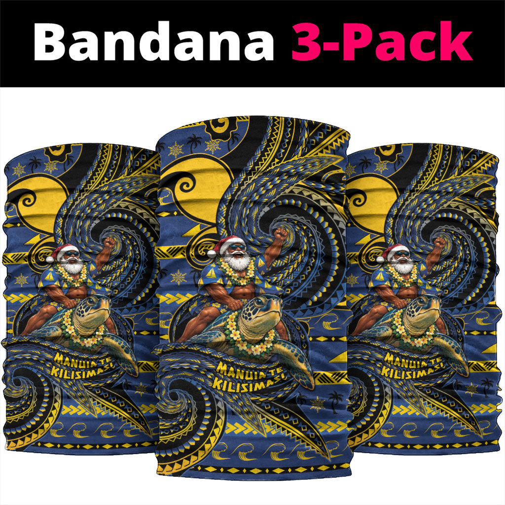 Tokelau Christmas Neck Gaiter Santa Riding Sea Turtle DT05 package One Size: 25*50cm Navy - Polynesian Pride