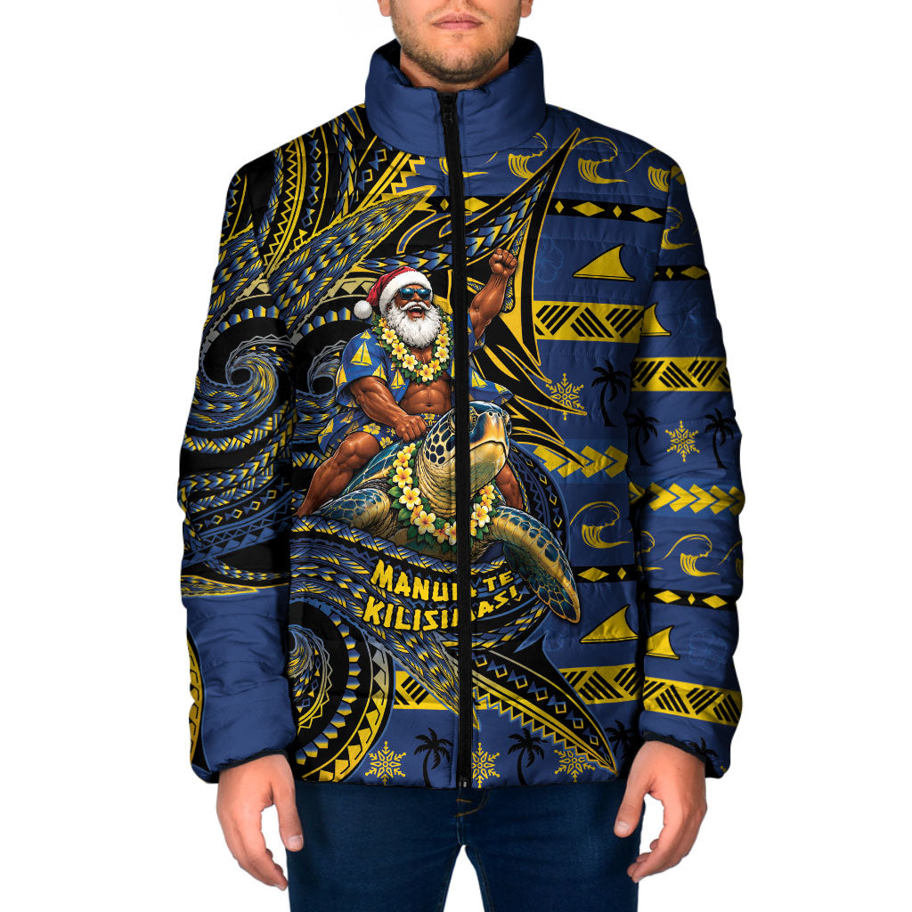 Tokelau Christmas Padded Jacket Santa Riding Sea Turtle