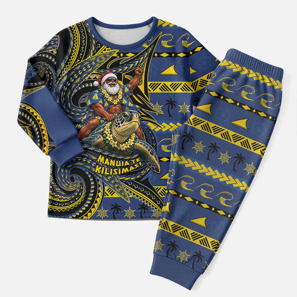 Tokelau Christmas Pajama Set Santa Riding Sea Turtle