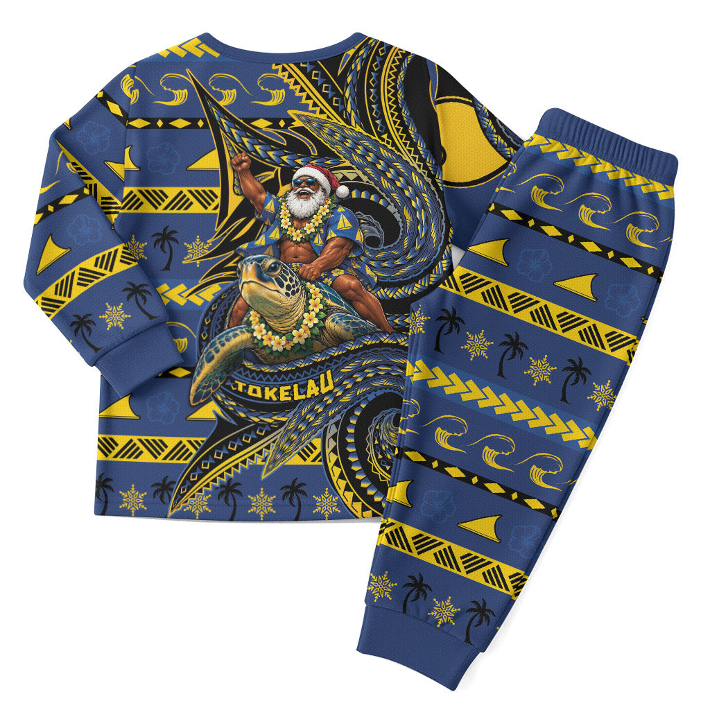 Tokelau Christmas Pajama Set Santa Riding Sea Turtle