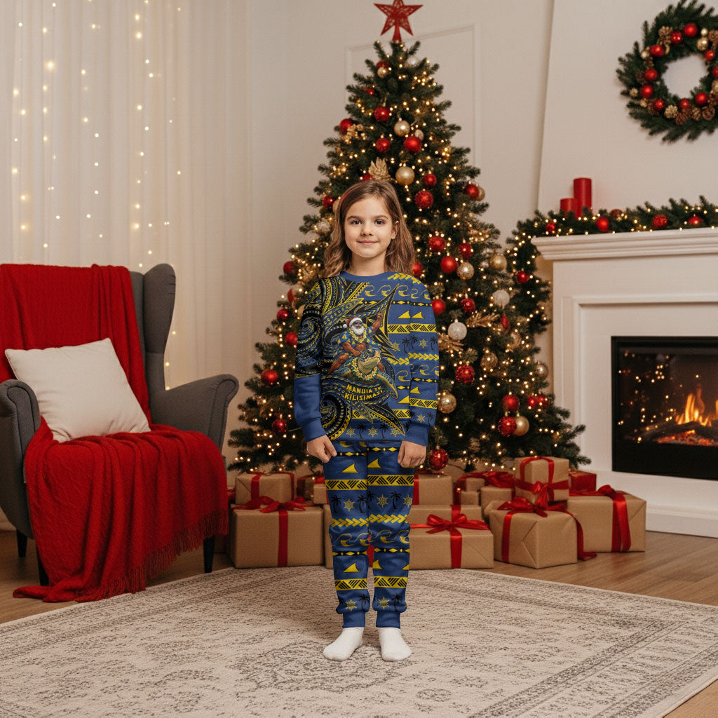 Tokelau Christmas Pajama Set Santa Riding Sea Turtle
