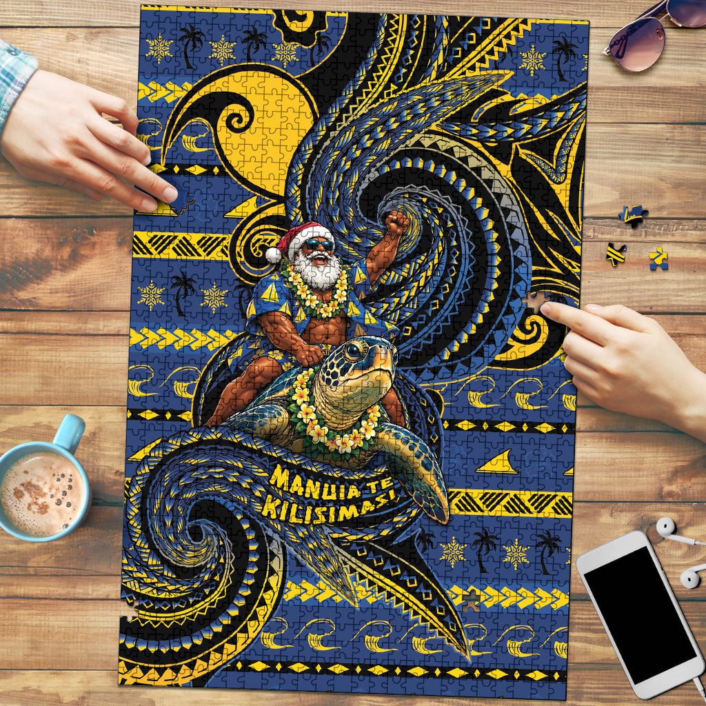 Tokelau Christmas Puzzle Santa Riding Sea Turtle