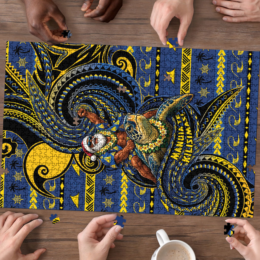 Tokelau Christmas Puzzle Santa Riding Sea Turtle