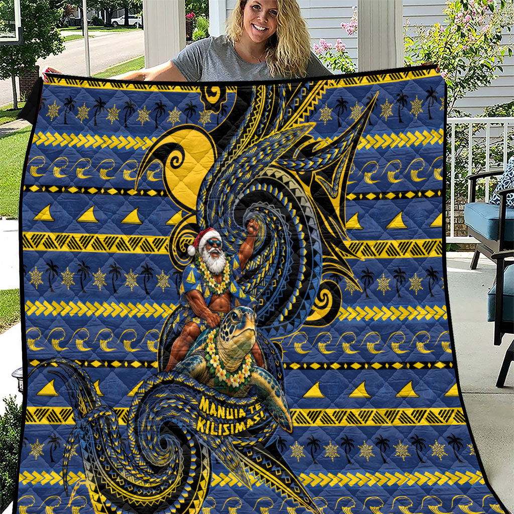 Tokelau Christmas Quilt Santa Riding Sea Turtle
