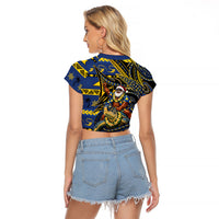 Tokelau Christmas Raglan Cropped T Shirt Santa Riding Sea Turtle DT05 - Polynesian Pride