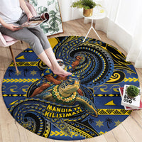 Tokelau Christmas Round Carpet Santa Riding Sea Turtle