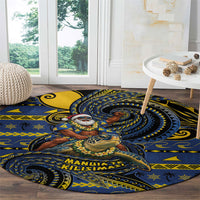 Tokelau Christmas Round Carpet Santa Riding Sea Turtle