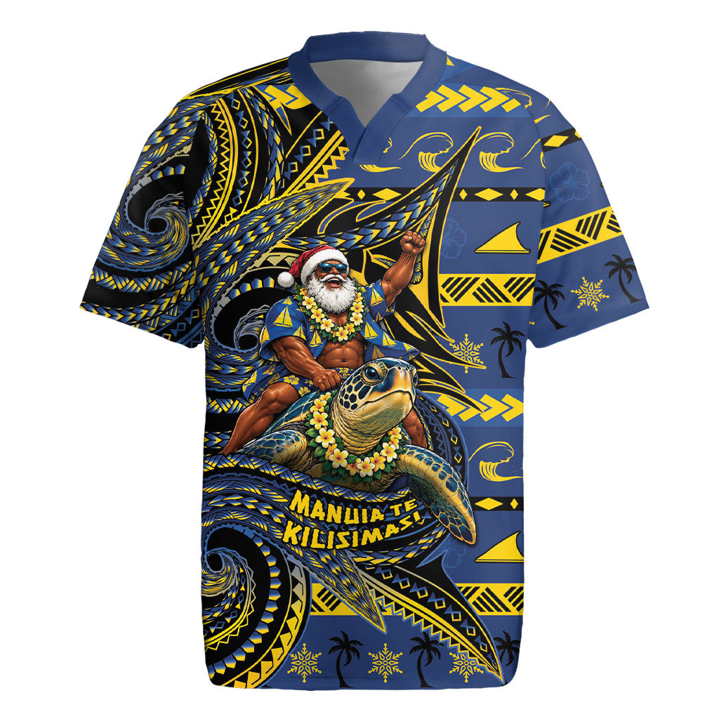 Tokelau Christmas Rugby Jersey Santa Riding Sea Turtle