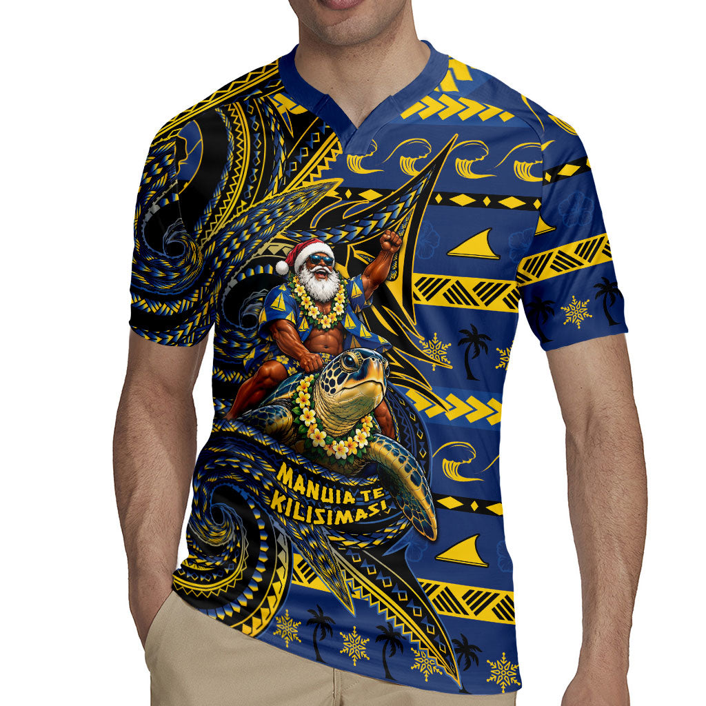 Tokelau Christmas Rugby Jersey Santa Riding Sea Turtle