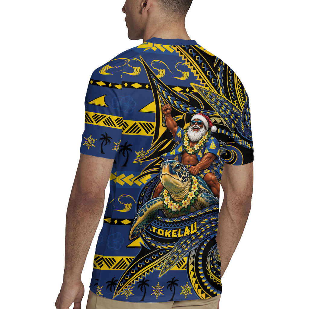 Tokelau Christmas Rugby Jersey Santa Riding Sea Turtle