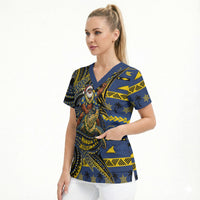 Tokelau Christmas Scrub Top Santa Riding Sea Turtle