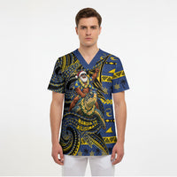 Tokelau Christmas Scrub Top Santa Riding Sea Turtle