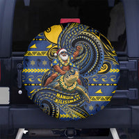 Tokelau Christmas Spare Tire Cover Santa Riding Sea Turtle DT05 No hole Navy - Polynesian Pride