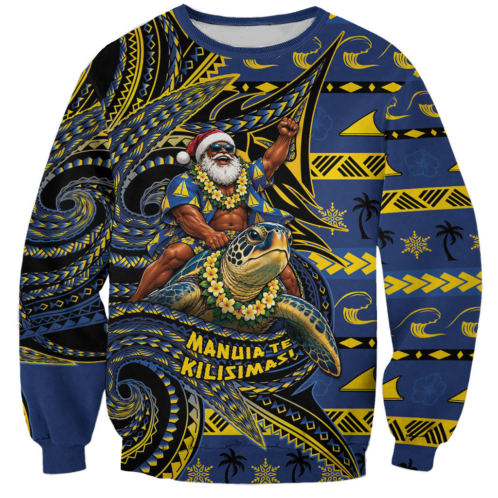 Tokelau Christmas Sweatshirt Santa Riding Sea Turtle