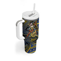Tokelau Christmas Tumbler With Handle Santa Riding Sea Turtle DT05 - Polynesian Pride
