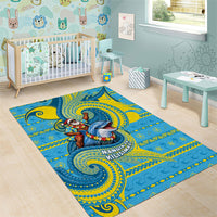 Tuvalu Christmas Area Rug Santa Riding Ocean Dolphin DT05 - Polynesian Pride