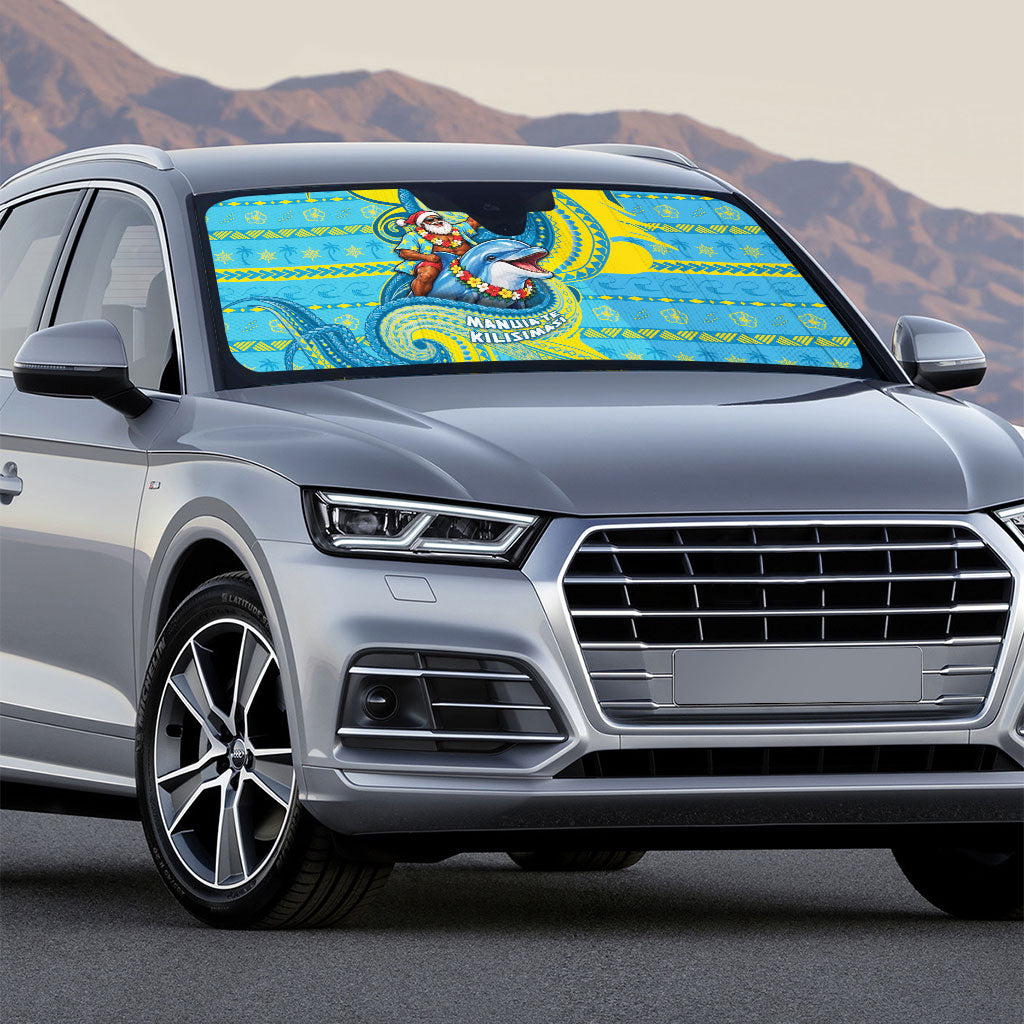 Tuvalu Christmas Auto Sun Shade Santa Riding Ocean Dolphin DT05 - Polynesian Pride
