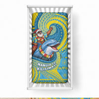 Tuvalu Christmas Baby Bed Cover Santa Riding Ocean Dolphin