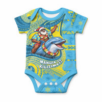 Tuvalu Christmas Baby Onesie Santa Riding Ocean Dolphin