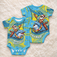 Tuvalu Christmas Baby Onesie Santa Riding Ocean Dolphin