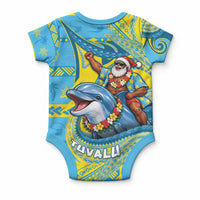Tuvalu Christmas Baby Onesie Santa Riding Ocean Dolphin