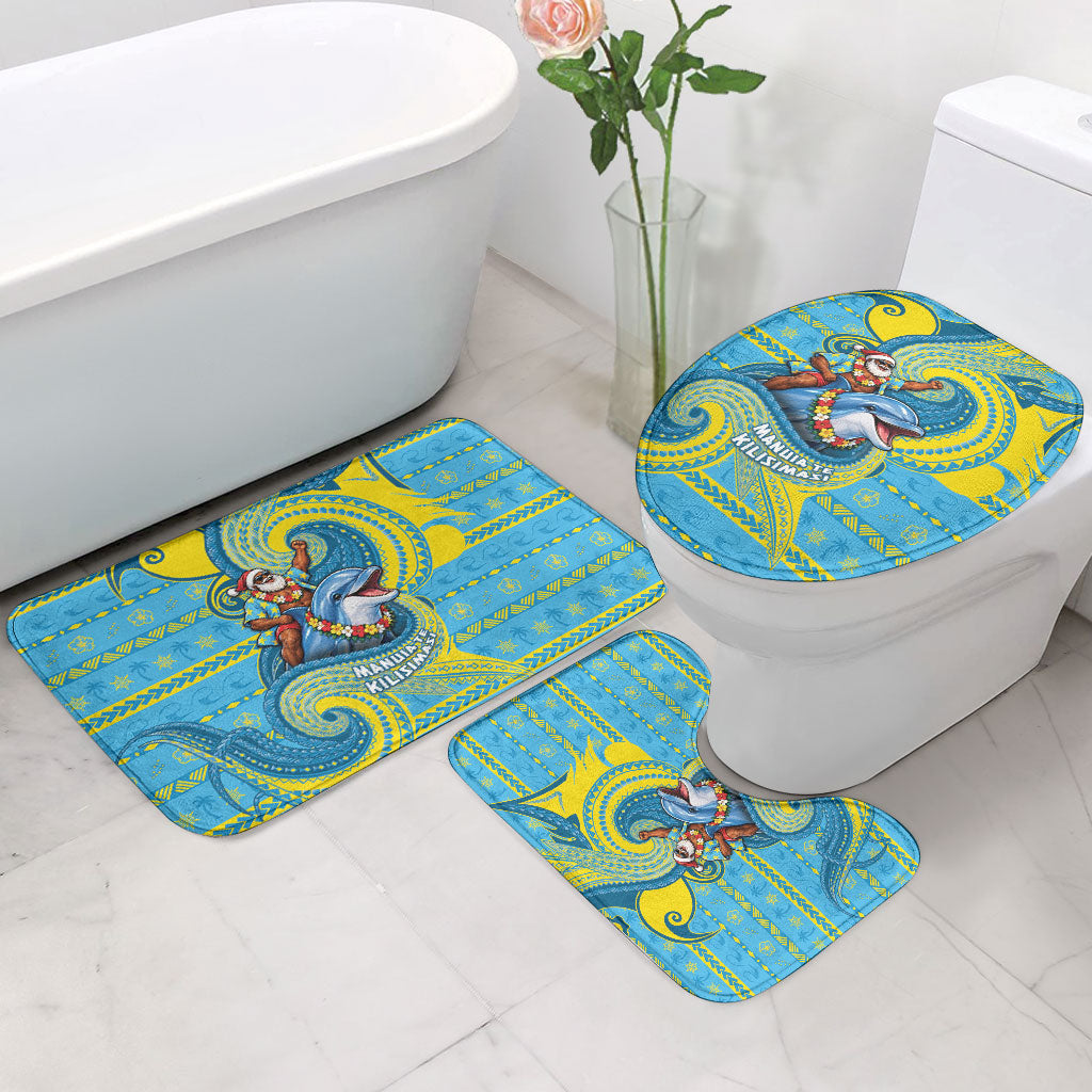 Tuvalu Christmas Bathroom Set Santa Riding Ocean Dolphin