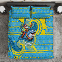 Tuvalu Christmas Bedding Set Santa Riding Ocean Dolphin DT05 Blue - Polynesian Pride