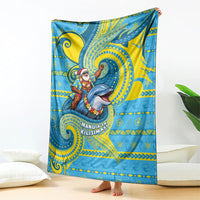 Tuvalu Christmas Blanket Santa Riding Ocean Dolphin