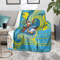 Tuvalu Christmas Blanket Santa Riding Ocean Dolphin
