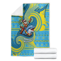 Tuvalu Christmas Blanket Santa Riding Ocean Dolphin