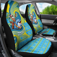 Tuvalu Christmas Car Seat Cover Santa Riding Ocean Dolphin