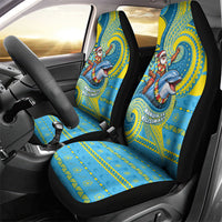 Tuvalu Christmas Car Seat Cover Santa Riding Ocean Dolphin